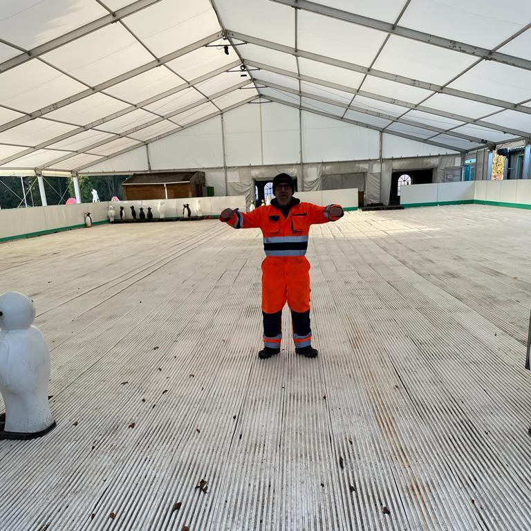 Pinder Cooling Staff on the ice rink at Stockeld Park